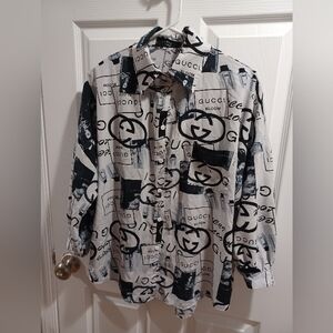 All Saints Black and White Graphic Blouse